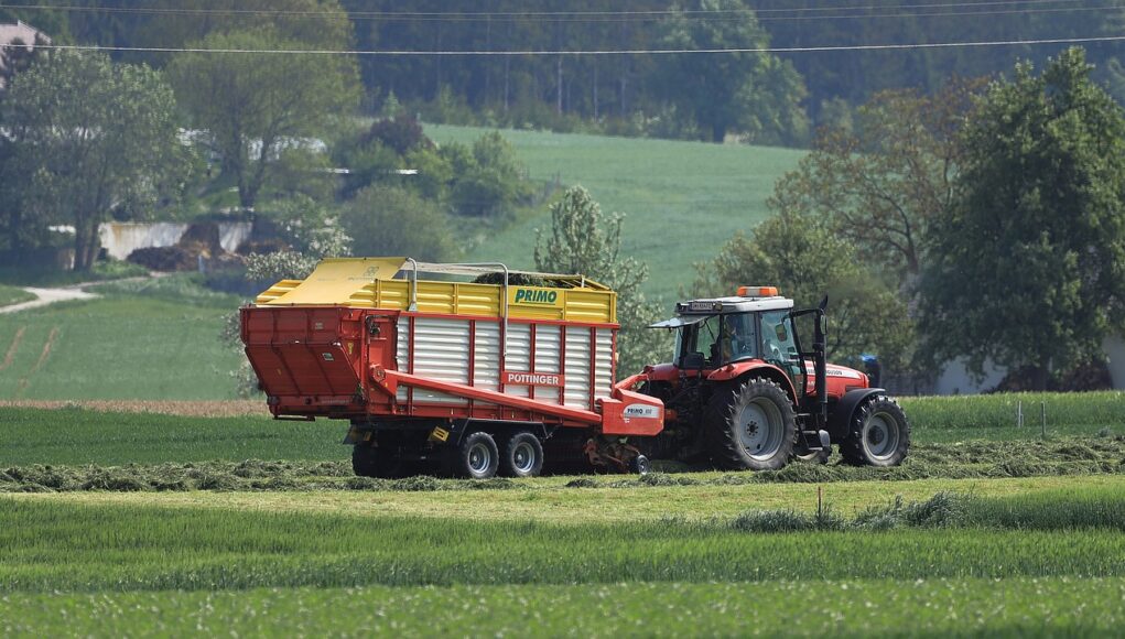 tractor, loading wagon, farm